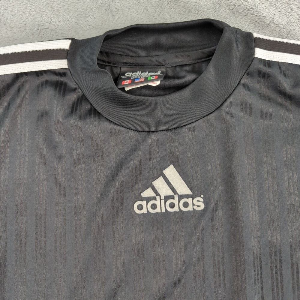 adidas Black Short Sleeve Training Shirt with White Stripes